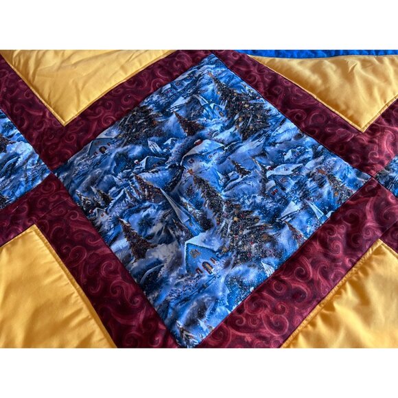 Handcrafted Quilted Runner Winter Wonderland Patchwork 45" x 17" Centerpiece - Picture 8 of 11